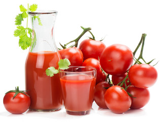 Sticker - ripe tomatoes and tomato juice