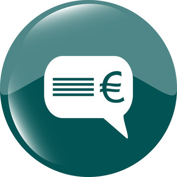 web icon cloud with euro sign, web button isolated on white