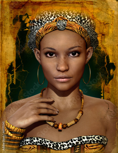 Naklejka ścienna African Lady, 3d CG