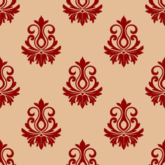 Poster - Beige and maroon floral seamless pattern