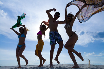 Wall Mural - beach teens  party