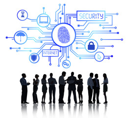 Poster - Silhouettes of Business People Discussing Security