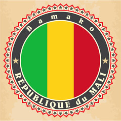 Wall Mural - Vintage label cards of Mali flag.