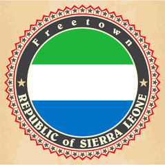 Wall Mural - Vintage label cards of Sierra Leone flag.