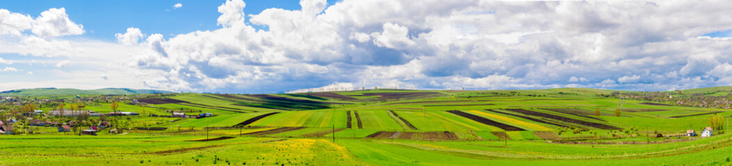 Panora,ic view of farmland and sky