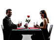 couples lovers dating dinner hungry silhouettes