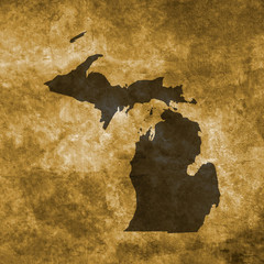 Wall Mural - Grunge illustration with the map of Michigan