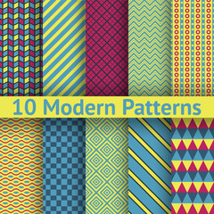 Wall Mural - different modern vector seamless patterns (tiling)