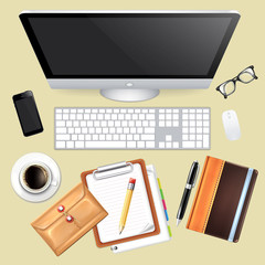 Poster - Vector Workplace Top View