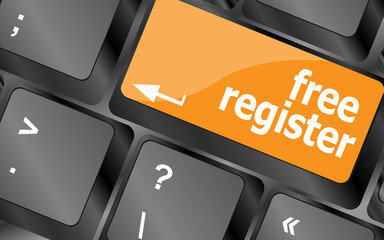 Poster - free register computer key showing internet login