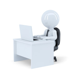 Poster - Office wotker. Isolated. Contains clipping path