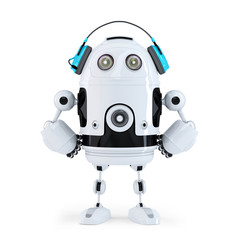 Aufkleber - Robot with headphones. Isolated. Contains clipping path