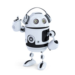 Aufkleber - Robot with headphone. Isolated. clipping path