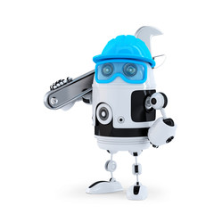 Poster - 3D Robot with adjustable wrench. Isolated. Clipping path