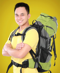 Poster - male hiker with backpack