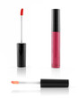 Pink gloss lipstick on white background