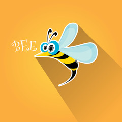 cartoon cute bright baby bee on honey background