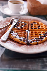 Wall Mural - waffle with chocolate