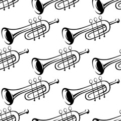 Wall Mural - Seamless pattern of trumpets