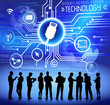 Silhouettes of Business People and Technology Concept