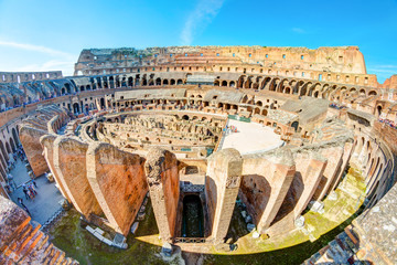 Sticker - Colosseum (Coliseum) in Rome, Italy. Aerial view inside great roman theater.