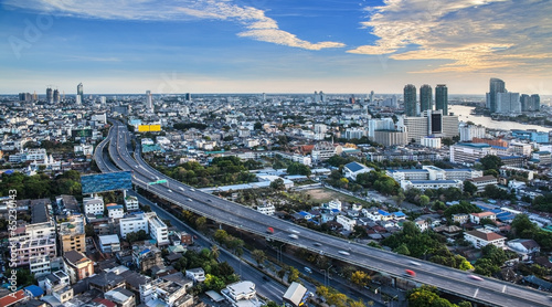 Urban City Skyline, Bangkok, Thailand. Canvas Print