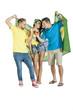 © GeoffGoldswain - young group of brazil supporters cheering with Brazil flag