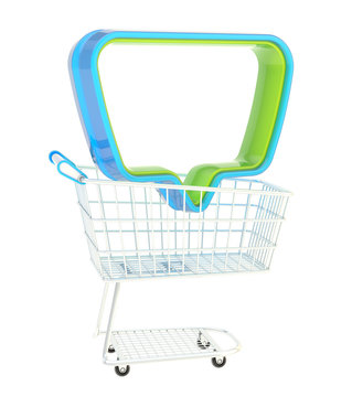 Empty text bubble in a shopping cart
