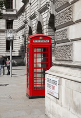 Sticker - Red telephone box in the city of Westmunster, London