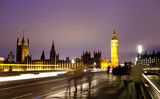 Fototapeta Londyn - Night view of Big Ben and Houses of Parliament, London UK