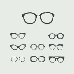 Set of glasses hand drawn vector illustration. Isolated