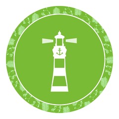 Canvas Print - Phare dans un panneau vert