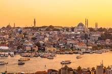 Istanbul, Turkey, View On Golden Horn Bay From Galata Tower