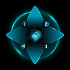 Fototapete - Abstract blue vector background with four steps