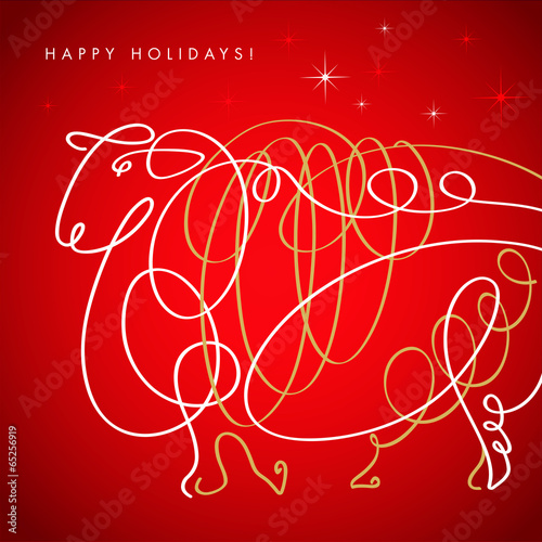 Poster Hand drawn free style sketch of sheep, symbol of new year.