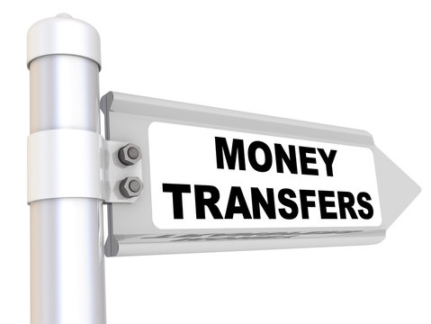 Money transfers. Road sign