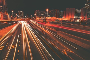 Traffic in Motion at Night