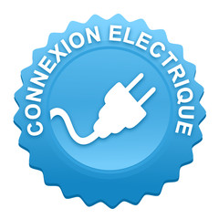 Fototapete - connexion électrique sur bouton web denté bleu