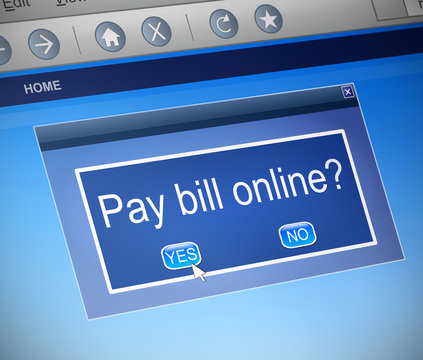 Paying bills online concept.