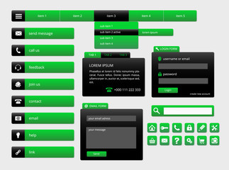 Wall Mural - modern black and green web ui elements
