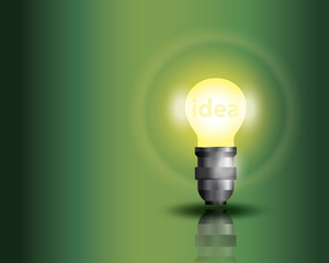 Light bulb on green background