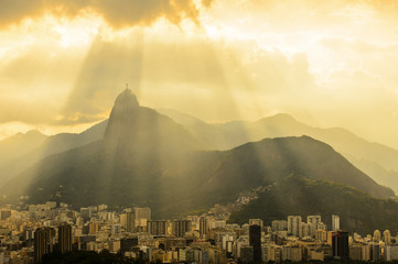 Fototapete - Sunset view of Rio de Janairo, Brazil