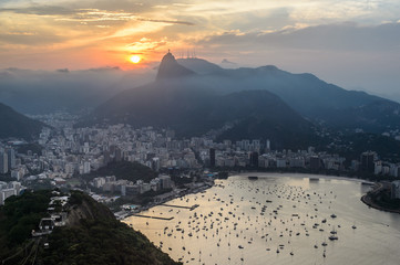 Fototapete - Sunset view of Rio de Janairo, Brazil