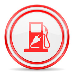 fuel red white glossy web icon