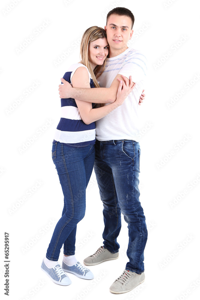 Loving couple isolated on white