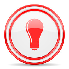 bulb red white glossy web icon