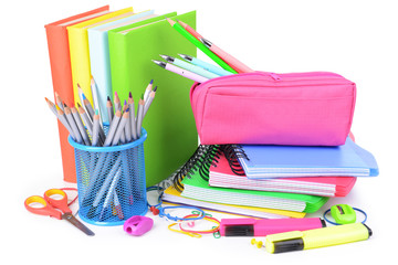 Sticker - Bright school supplies isolated on white