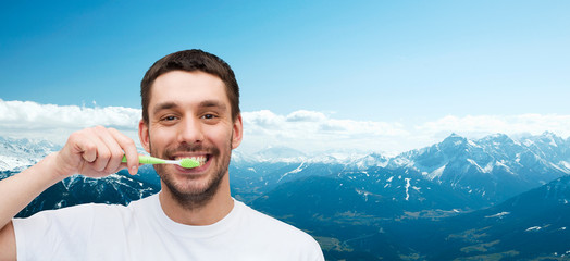 Poster - smiling young man with toothbrush