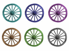 Dyed Color Wagon Wheel On A White Background.