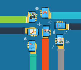 Poster - Interaction hands using mobile apps, concept  mobile apps